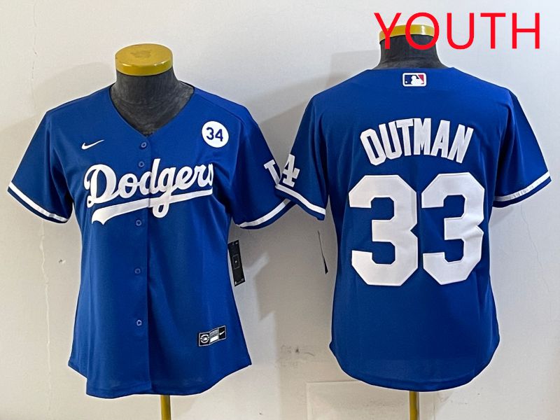 Youth Los Angeles Dodgers 33 Outman Blue Game 2025 Nike MLB Jersey style 7